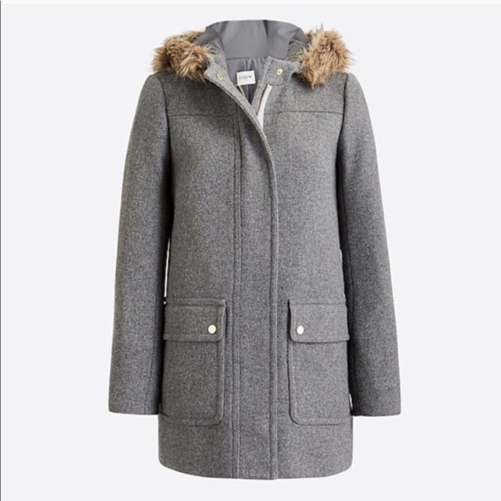 J Crew Mercantile Vail Faux Fur Hooded Jacket